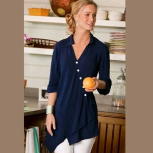 SOFT SURROUNDINGS Cannes Asymmetric Wrap Tunic Top
